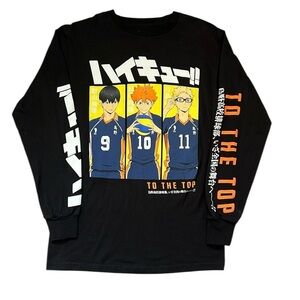 Haikyu!! Anime Volleyball To The Top T-Shirt Black Cotton Tobio Kageyama Small